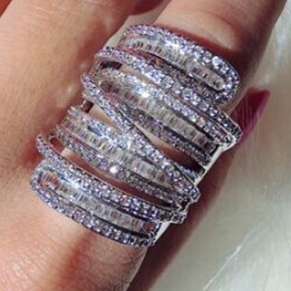 6.4 kt. 9.25 sterling silver & treated diamond stacking ring sizes 7, 8 or 9 - Picture 6 of 9